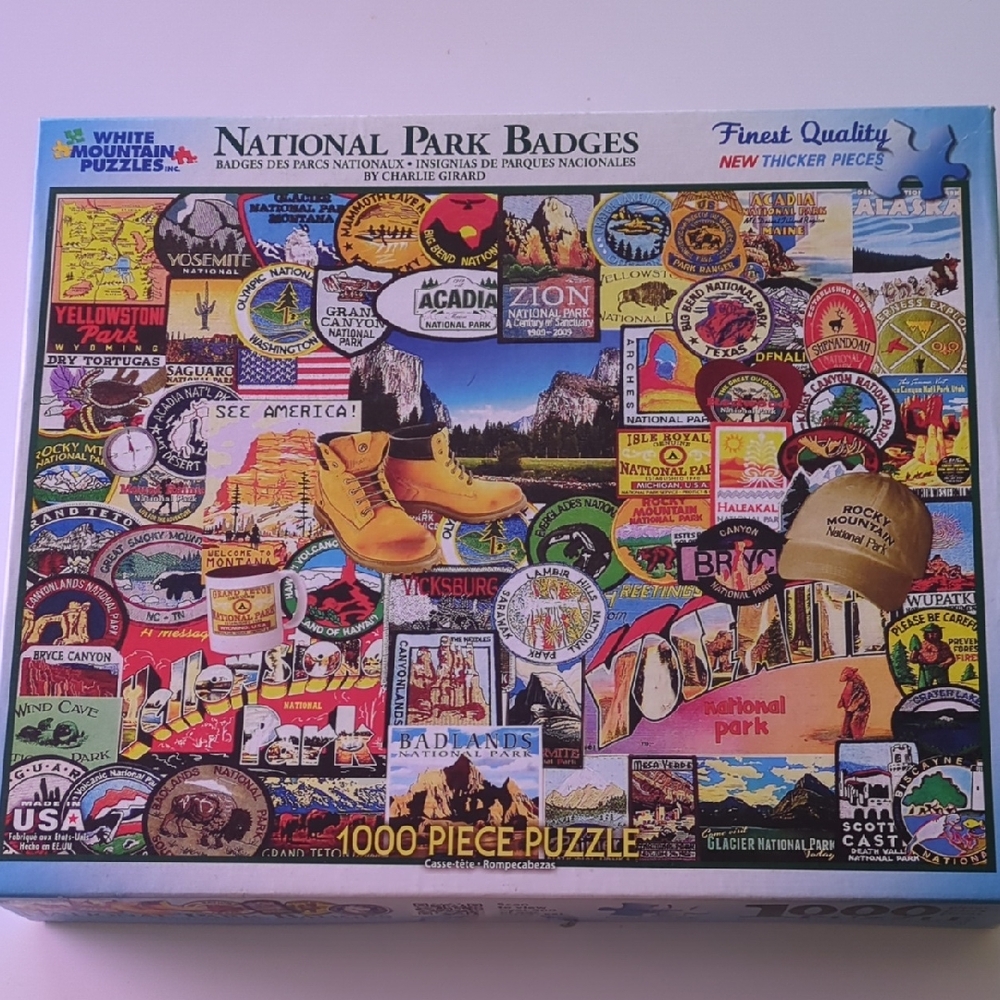White Mountain Puzzles National Park Badges 1000-Piece Puzzle- Complete
